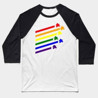 Rainbow Flying Meeples Baseball T-Shirt